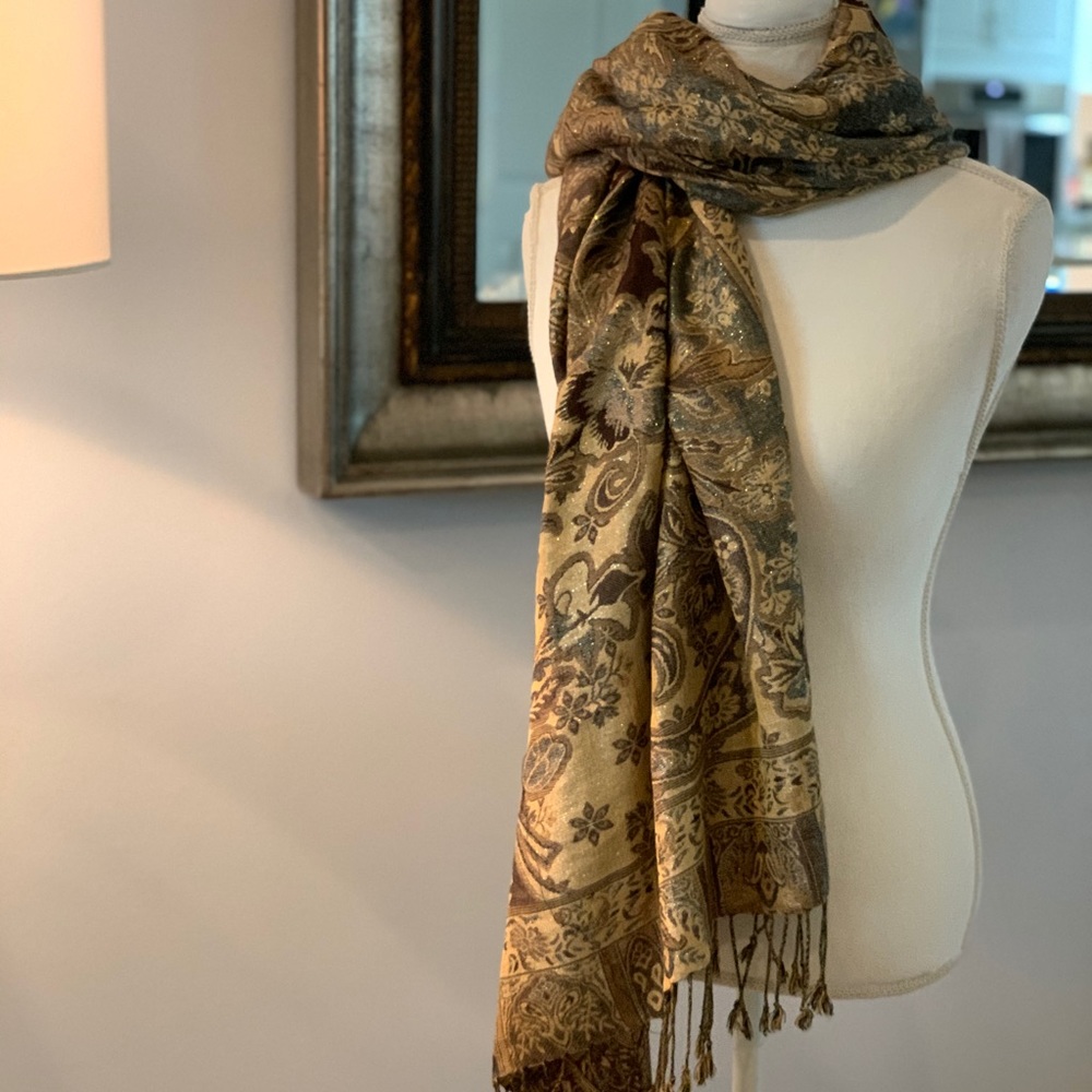 Italian Made Scarf/Wrap Gold w/ multi colors